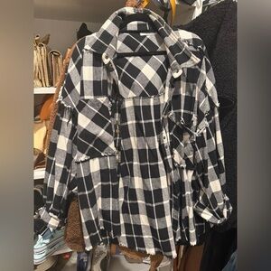 TALULAH Black and White Plaid Button Down Shirt